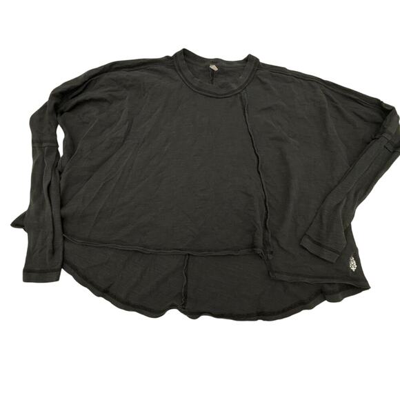 Free People FP Movement Ten Laps Asymmetrical Hem Long Sleeve T Shirt Black XS - Picture 1 of 4